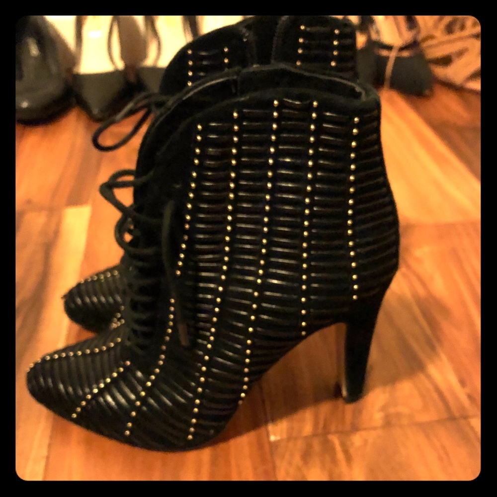 Black and Gold Booties with 3 inch heels
